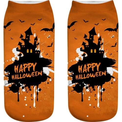 Womens Socks 9 Pairs Set Trendy Halloween Funny Bat Pumpkin Lantern Ghost Zombie Witch Design Breathable Cotton Socks Men