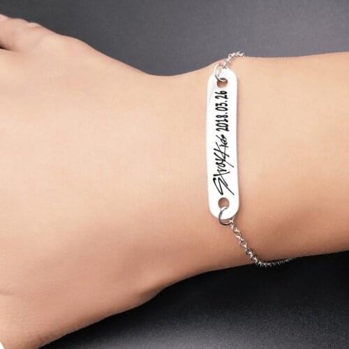 2019 New kpop Stray Kids Name Birthday Steel Stainless Steel Strip Lettering Bracelet Necklace simple korean style fashion kpop