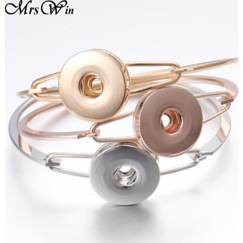 New Gold Silver color Snap Bracelet For Women Fit DIY 18mm snap Jewelry Metal Snap Button Bracelet Buttons Jewelry