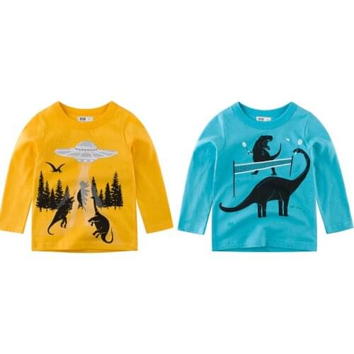 Boy Clothes Children Tops Long Sleeve Cotton Cartoon Patterns T Shirts 2-7T T-Shirt Teenage Children Clothing Top Kids Costume