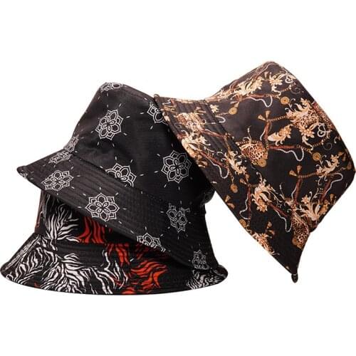 Bucket-Hat Vintage Floral Print outdoor travel Sun Cap Hats men Wome fashion design Fisherman Hat Female 2021 new