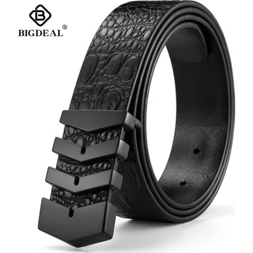 BIGDEAL cowhide genuine leather belts for men brand Strap male pin buckle vintage jeans belt 100-130 cm long waist 30-42