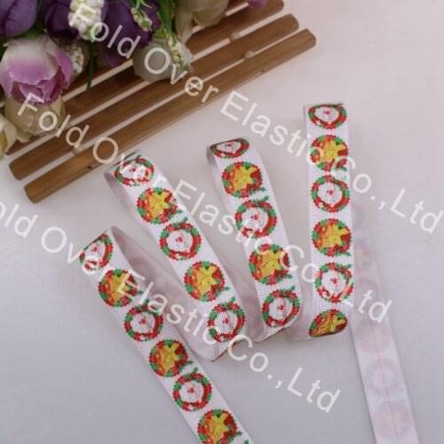 Christmas, 5/8 inch headband, free shipping, heat transfer with Santa Clause,Hair Ties FOE Girl DIY Accessories 100yards/lot