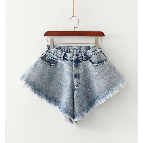 Sexy Nightclub Denim Shorts With Tassel Women High Waist Jeans Wide Leg Shorts Lady Sexy Club Orgy Short Jeans Female 2021