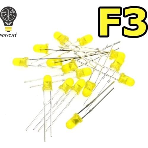 WAVGAT Yellow F3 3mm LED Yellow light emitting diode light-emitting Yellow turn Yellow 600-800MCD 1000PCS