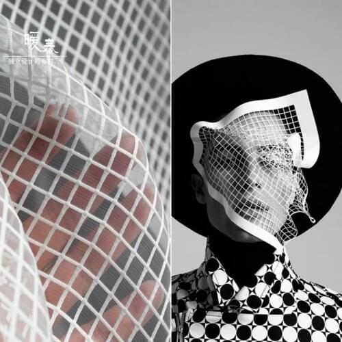 Chequers Tulle Fabric Organza Black White DIY Patchwork Veil Background Decor Fluffy Skirt Wedding Dress Lace Designer Fabric