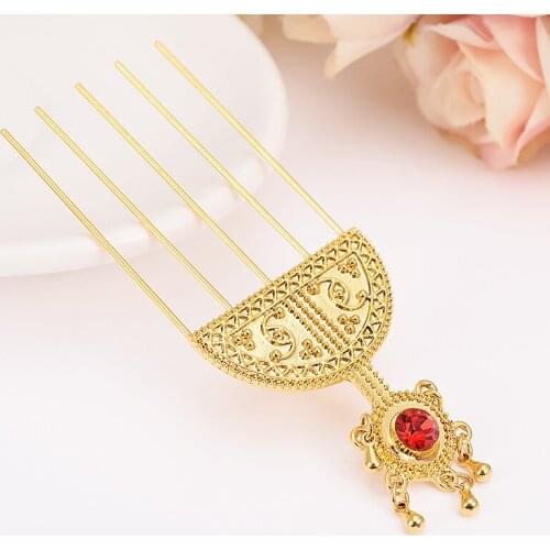 Ethiopian crystal Hairpin Jewelry Gold Color Ethiopia Hair Combs Africa Hair Pin/Eritrea/Kenya/Hair Sticks/Habasha