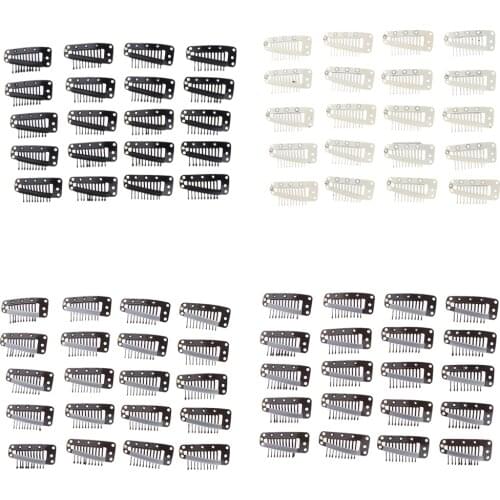 20 Pieces Ponytail Comb Hair Extensions Hair Clips Steel Tooth Clamp for Wig