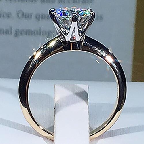 10K Yellow White Gold Women Wedding Party Engagement Ring 1 2 3 4 5 Carat Round Moissanite Diamond Ring Crown Trendy Classic