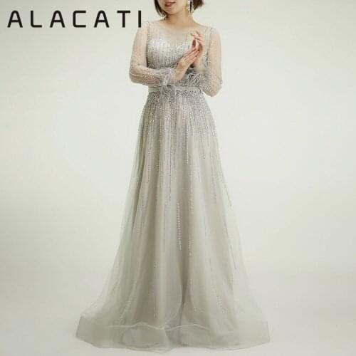 2019 new heavy manualSexy O-neck sleeveless beaded crystal evening dress