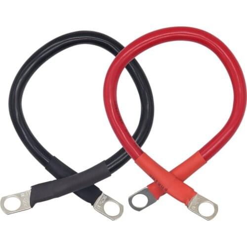 1 Foot 4 AWG Battery Cable Wire with 3/8 inch Ring Terminals Universal for Car Marine Boat ATV Lawn Mower