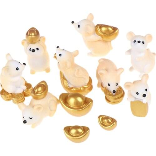 1Pc Money Fortune Cartoon Mouse Bear Rich Mice Small Statue Little Figurine Crafts Cute Animal Dollhouse Furniture Toys