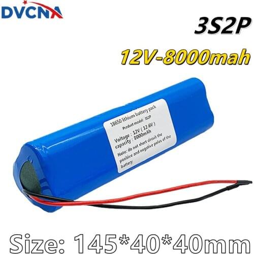 12V Battery 8000mAh 3S2P 12.6V/11.1V 18650 Lithium-ion Battery Pack with 5A BMS for Backup Power Ups CCTV Camerar