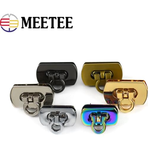 Meetee 2/5Pcs 25x17mm Handbag Bag Locks Buckle Fashion Twist Turn Lock Clasp Snaps for DIY Replacement Bags Purse Closure KY809