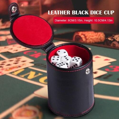 2019 PU Leather Flannel Mute Dice Cup Bar Game Supplies For Most Dice Game - Red Felt Lined For Yahtzee Farkle Bar Party Dices