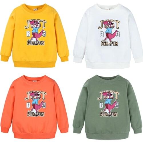 2020 Autumn Boys Girls Cartoon Dinosaur Sweatshirts Unisex Childrens Active Cotton Printed Long Sleeve Warm Tops Kids Clothes