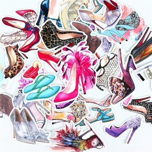 28pcs cute Luxury shoes stickers Scrapbooking Stickers For Luggage Laptop Notebook Car Motorcycle Toy Phone DIY craft photo