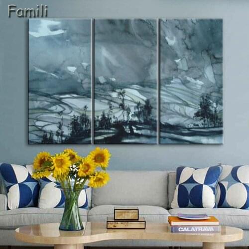 3Panel Chinese Landscape canvas paintings Plum blossom canvas pictures vintage home decorative on the wall art for living room