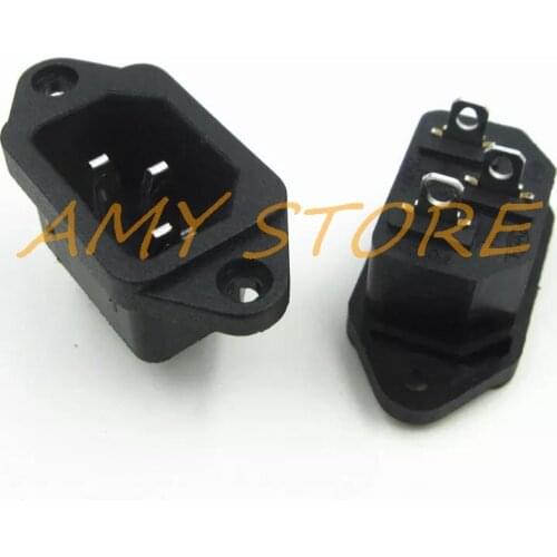 5Pcs AC 250V 10A 3P IEC320 C14 AC-04 Male Plug Panel Screw Mount Power Inlet Sockets Receptacle Connector
