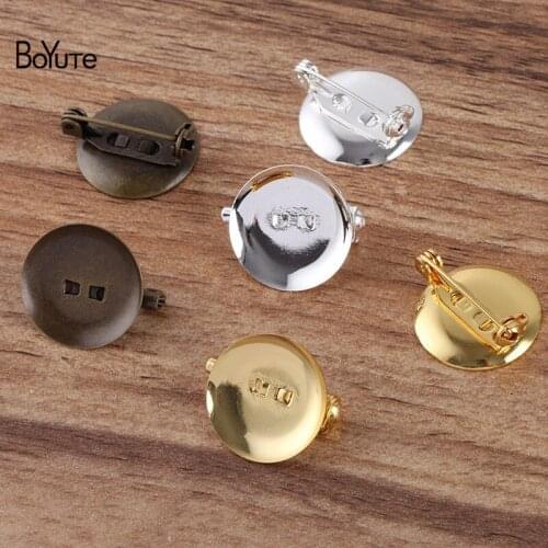 BoYuTe (50 Pieces/Lot) Round 19MM Blank Brooch Base Metal Brass Safety Brooch Pins Diy Handmade Jewelry Accessories
