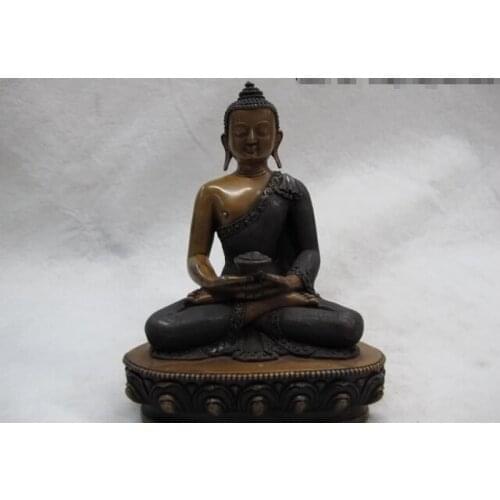 Fast shipping USPS to USA S0403 100%purple Bronze Copper exquisite Tibet Rulai Amitayus Sakyamuni Buddha Statue