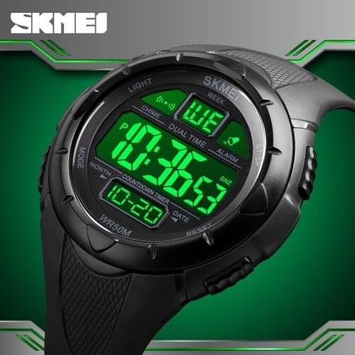 SKMEI Digital Mens Watches Led Light Countdown Wristwatch Luxury Military Waterproof Shockproof Clock Fashion Boy Bracelet Clock