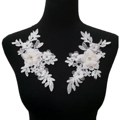 Black and white 3D three-dimensional flower decoration pearl rhinestone embroidery DIY clothing craft supplies accessories