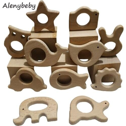 Baby Teething Toys 11pc Wooden Teether Montessori Toys Wood Teether Rings Organic Infant Teether Handmade Pendant Shower Gift