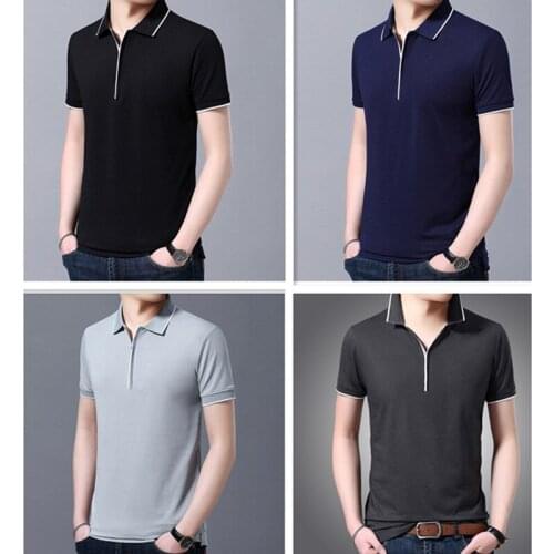 T Shirt Men Polo Business Boss Summer Business Office Plus Size 4XL 5XL Loose Black Grey Blue Tee Short Sleeve Formal Tshirt