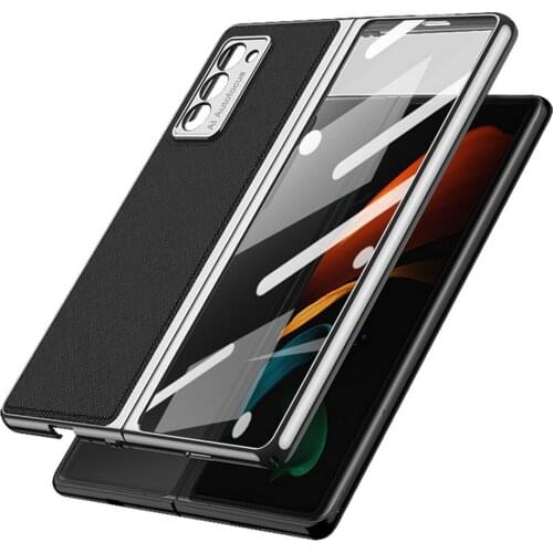 Electroplating Glass Phone Protective Cover for Samsung Galaxy Z Fold 2 Phone Accessories Shockproof Full Cover Phone Case Shell