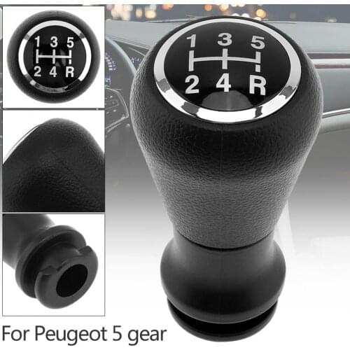 Durable 5 Speed ABS Plastic + Leather Chrome Car Gear Shift Handball Knob for CITROEN C1 C3 C4 Series / PEUGEOT 5 Gear Models