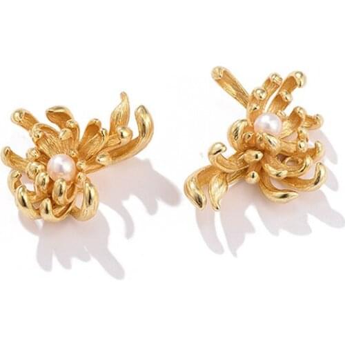 Beadsnice 925 Sterling Silver Pendants Gold Pearl New Flower Design Glither Dainty For Necklace ID 40409