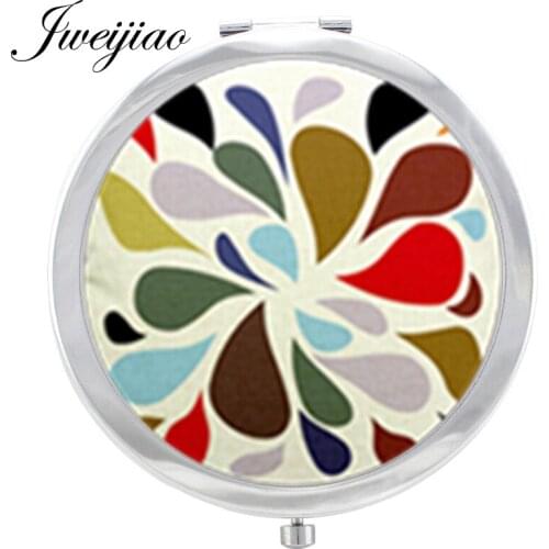 JWEIJIAO Mysterious geometry pattern Makeup Mirror Chakra Art Picture Glass Cabochon Floding Round compact pocket Mirror