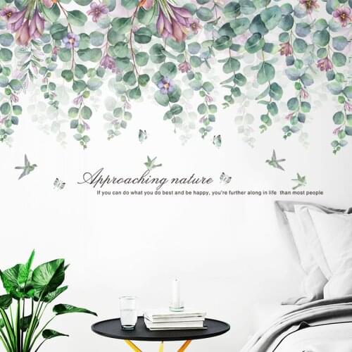 Summer tropical wallpaper student dormitory ins fashion waterproof self-adhesive tape corner fresh pastoral wall stickers