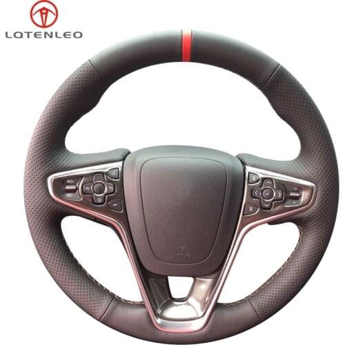 LQTENLEO Black Artificial Leather Car Steering Wheel Cover For Opel Insignia 2014-2017 Buick Regal Vauxhall Insignia 2014-2017