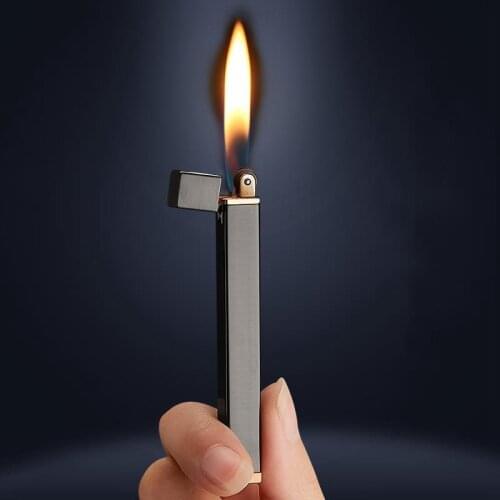 Metal Grinding Wheel Long Strip Fashion Cigarette Lighter Creative Portable Open Flame Gas Lighter Smoking Accessories