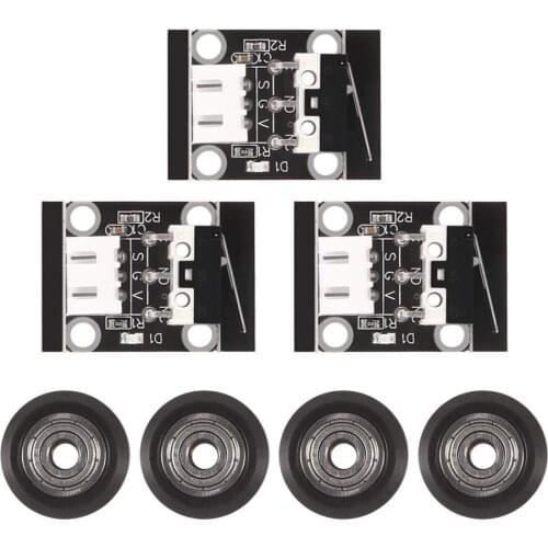 3pcs 3D Printer Part Accessories Limit Switch Mechanical Switch Module Endstops Switch with 4PCS Rail Pulleys for RepRap CR-10