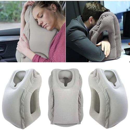 Inflatabe Travel Pillow Portable Folding Head Chin Support Cushion Neck Protection Body Rest For Airplane Office Car Nap Pillow