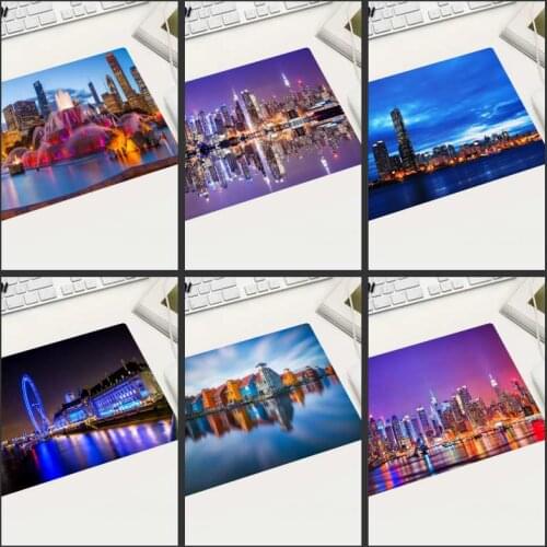 XGZ Specials Part Country Free Shipping City Night View Mouse Pad Small Size Rectangular Skid Suitable Laptop Office Desktop