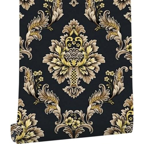 2019 New European Black Damacus Deep Embossed Wallpaper 3d Living Room Bedroom Decoration PVC Wallpaper Home Decor