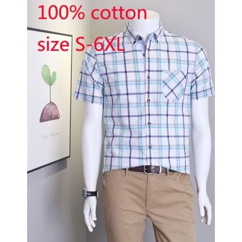New Arrival High Quality Men Short Sleeve Spring And Summer Plaid Single Breasted Casual Shirts Plus Size S-2XL 3XL 4XL 5XL 6XL