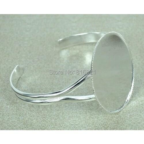 Open Cuff Bracelet Settings Blanks oval Bezel 18x25mm 30x40mm Cabochons Bases Bangle Findings DIY Jewelry Making Multi-color