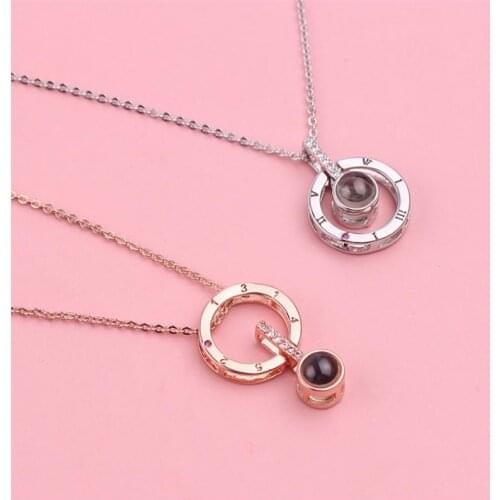 I Love You Necklace 100 Languages Light Projection I Love You Heart-shaped Pendant Necklace Lover Jewelry Romantic Love Memory