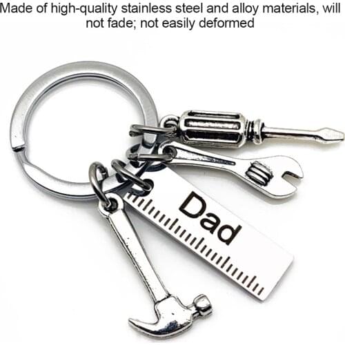 Dad Keychain Stainless Steel Alloy Screwdriver Keyring DIY Wrench Key Ring Decor Gift Hanging Pendant Fathers Day Gifts