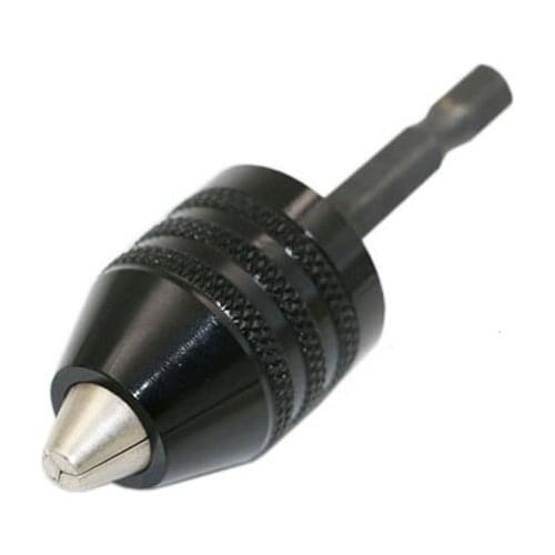 URANN 1pc 0.3-8mm Keyless Drill Chuck Screwdriver Impact Driver Adapter 1/4 '' Hex Shank Drill Bit Collet Tool Black Color