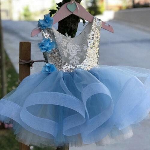 Canada 2-7Y Girls Princess Gown Sequined Lace Patchwork Flowers Sleeveless Dress