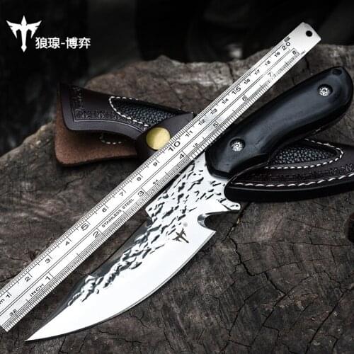 Voltron Outdoor portable tactical straight knife, self-defense sharp knife, hand forged wild survival knife survival knife