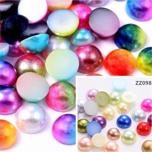 Zsbszc 3mm-8mm Flatback ABS Multicolored Half Round Plastic Bright light Pearl Craft Bead For DIY Jewelry Hair accessories ZZ098