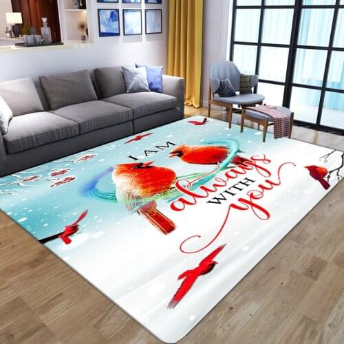 Modern red birds Cartoon 3D Printed Rug Kids Bedroom Play Mat Soft Flannel play Area Rugs Baby Game Carpets for home Living Room