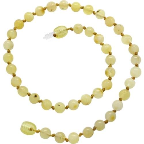Tesbihane Matte Yellow Natural Drop Amber Gemstone Mini Size Baby Tooth Necklace